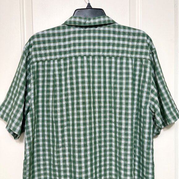 The North Face Mens Green Plaid Short Sleeve Button-Up Shirt With Chest Pocket - Picture 6 of 11